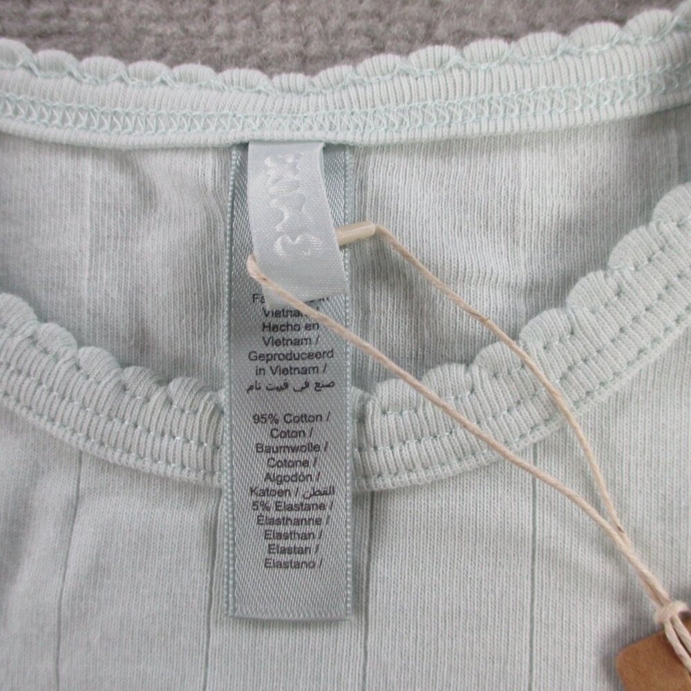 SKIMS Drop Needle Cropped Tank Top Womens Large Frost Blue Pointelle Crewneck - Picture 4 of 10